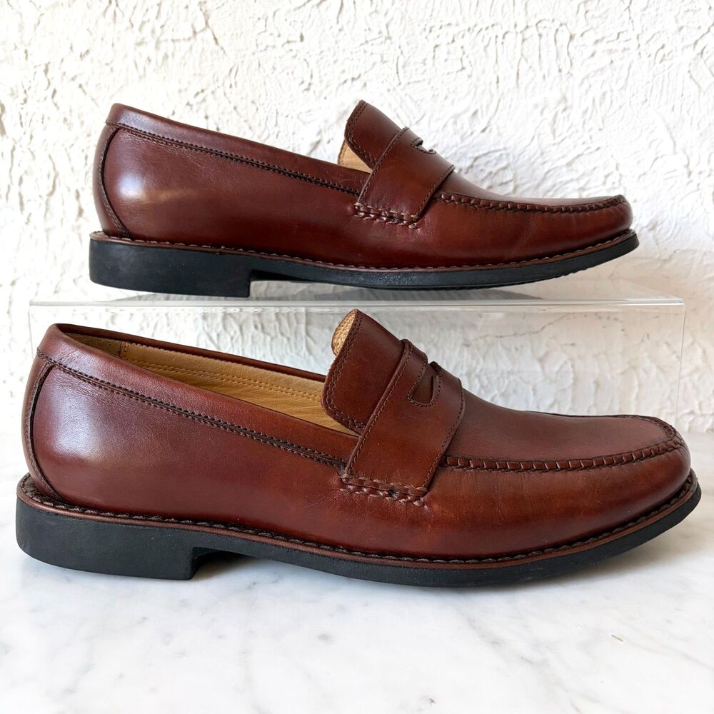 Johnston & Murphy Ainsworth Penny Loafers Brown Leather Sheepskin 9W